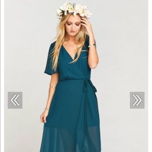 BNWT Sophia wrap dress deep jade chiffon!